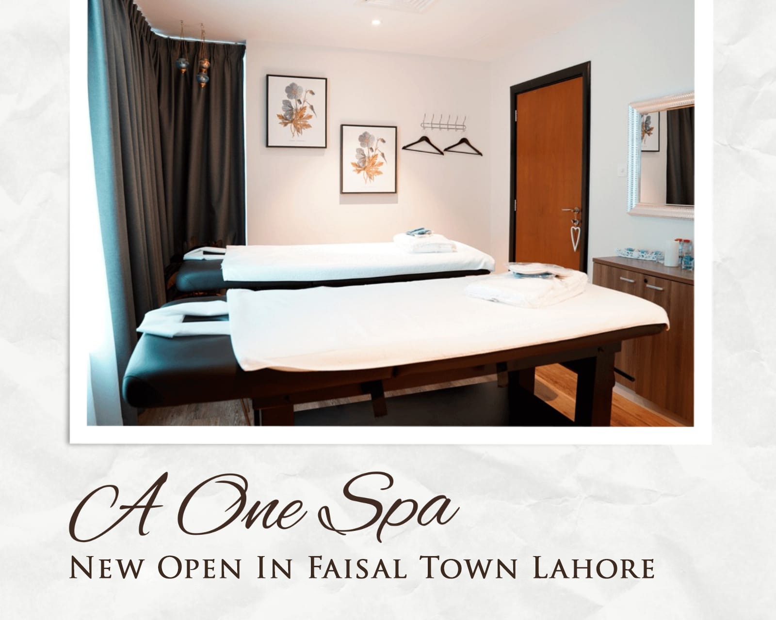 A luxury massage room with 2 beautiful beds inside at A one spa DHA Lahore